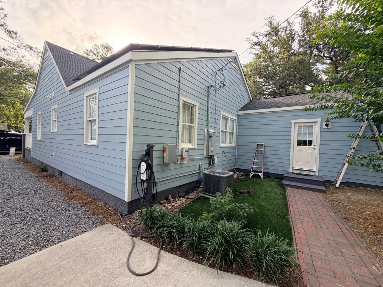 After: new blue lap siding